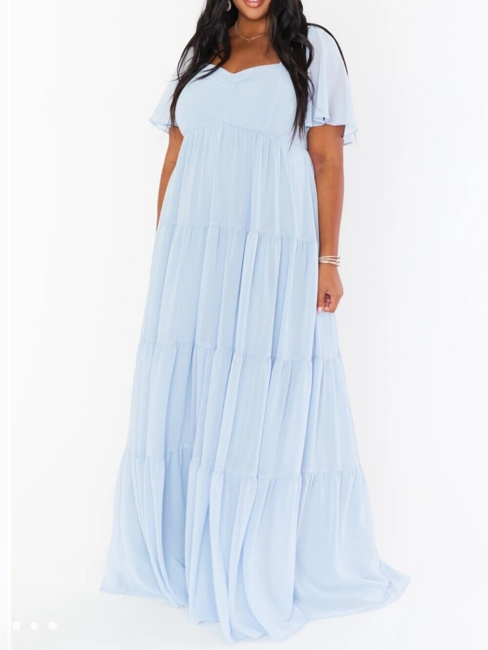 Show Me Your Mumu Nicole Pink Label on Light Blue Fabric Maxi Dress 2X